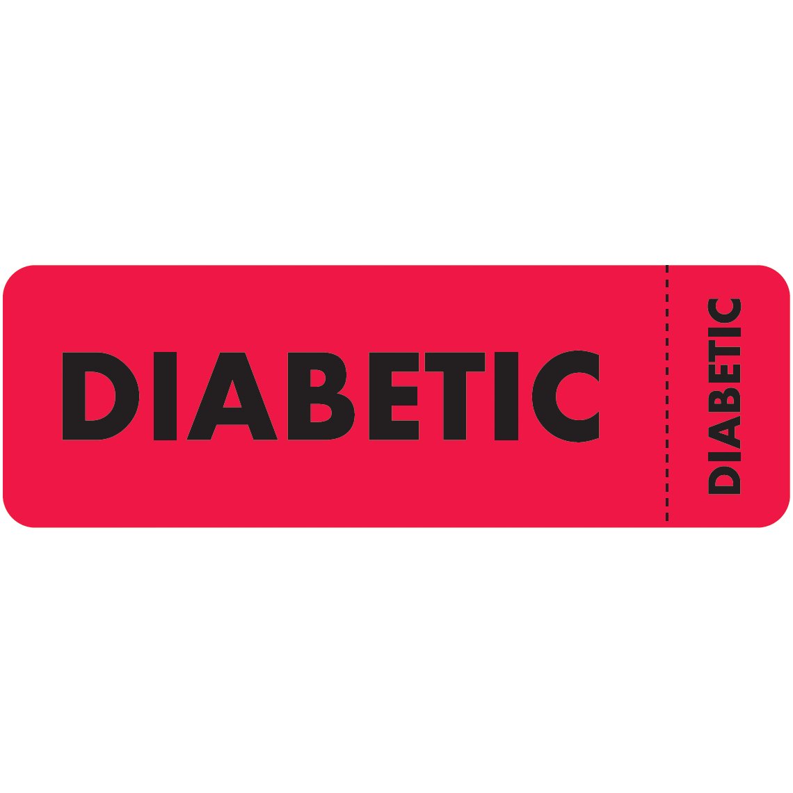 "Diabetic" Label - Fl. Red - 3" x 1" - 250/Roll