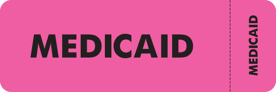 Tabbies MAP3090-T4 - "Medicaid" Label - Fl. Pink - 3" x 1" - Box of 250