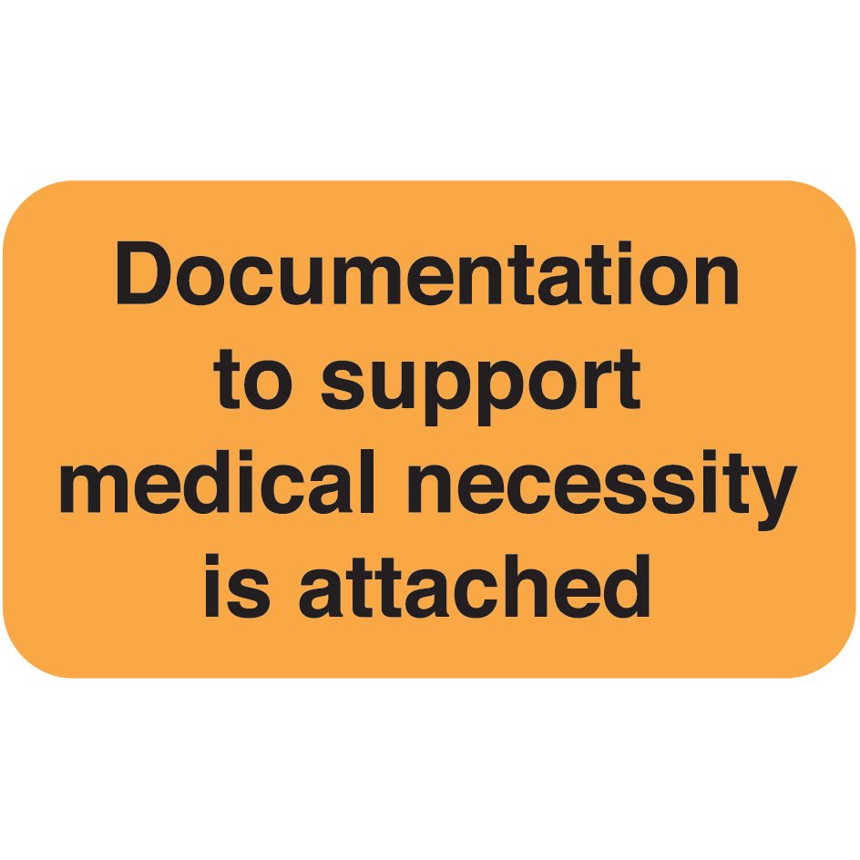 "Documentation To Support" Label 1 - Fl. Orange - 1 1/2" x 7/8" - Box of 250