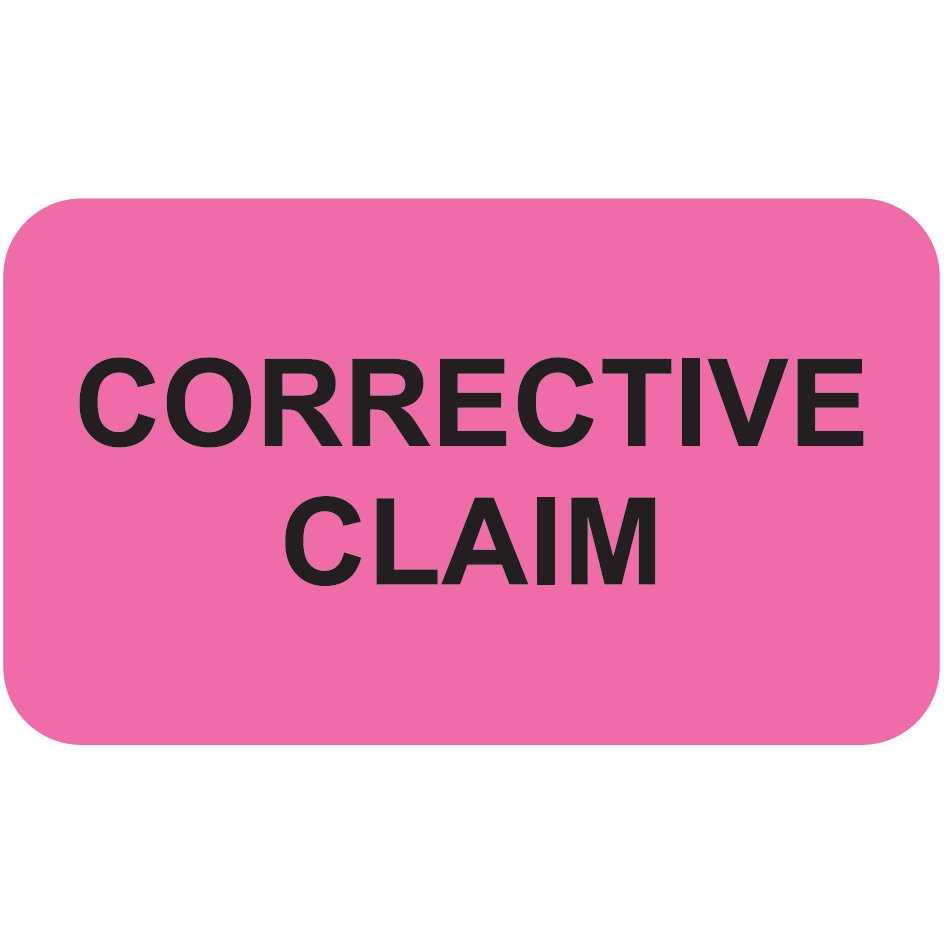 "Corrective Claim" Label    FL. Pink/Black   1-1/2" x 7/8"  250/bx