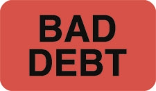 "Bad Debt"Label - Fl. Red - 1 1/2" x 7/8" - Box of 250