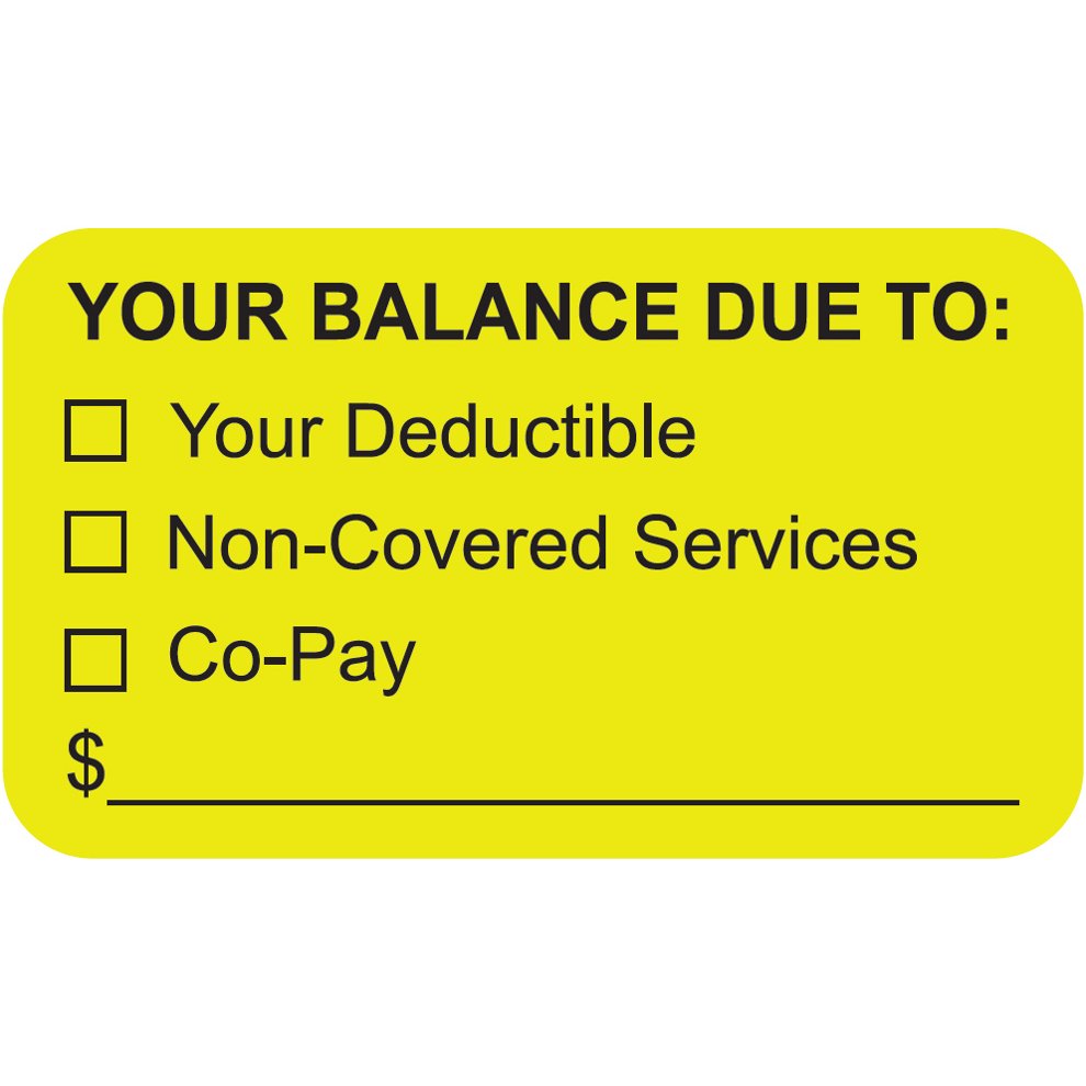 "Your Balance Due To: ..." Label - Fl. Yellow - 1-1/2" x 7/8" - 250/Roll