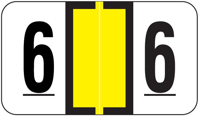 JETER Numeric Label - 6190 Series (Rolls) - 6 - Yellow