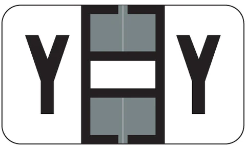 JETER Alphabetic Labels - 7200 Series (File Box Size Sheets) Y- Gray - 15/16" H x 1-5/8" W - MAP Pack 126/Pack