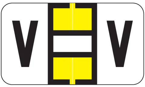 JETER Alphabetic Labels - 7200 Series (File Box Size Sheets) V- Yellow - 15/16" H x 1-5/8" W - MAP Pack 126/Pack