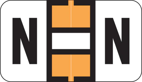 JETER Alphabetic Labels - 7200 Series (File Box Size Sheets) N- Orange - 15/16" H x 1-5/8" W - MAP Pack 126/Pack