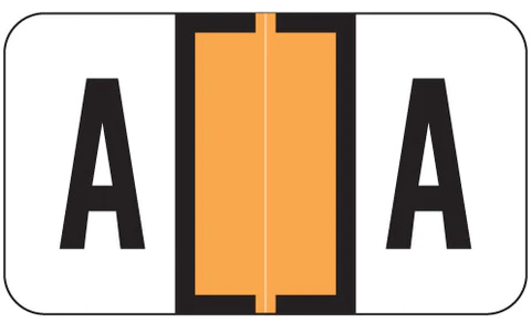 JETER Alphabetic Labels - 7200 Series (File Box Size Sheets) A- ***Fluorescent Orange*** - 15/16" H x 1-5/8" W - MAP Pack 126/Pack