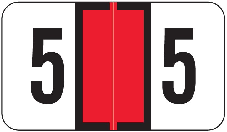 JETER Numeric Label - 7300 Series (Rolls) - 5 - Red