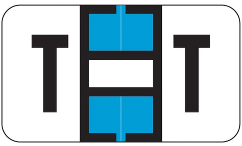JETER Alphabetic Labels - 7200 Series (File Box Size Sheets) T- Lt. Blue - 15/16" H x 1-5/8" W - MAP Pack 126/Pack