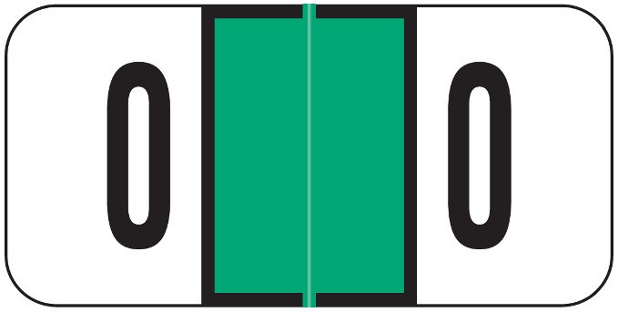 JETER Numeric Label - 3000 Series (Rolls) - 0 - Lt. Green