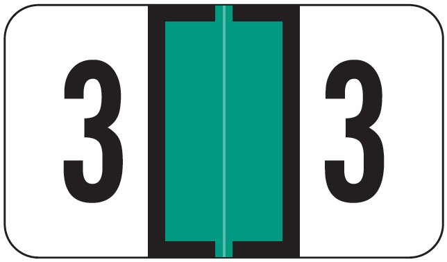 JETER Numeric Label - 0300 Series (Rolls) - 3 - Lt. Green