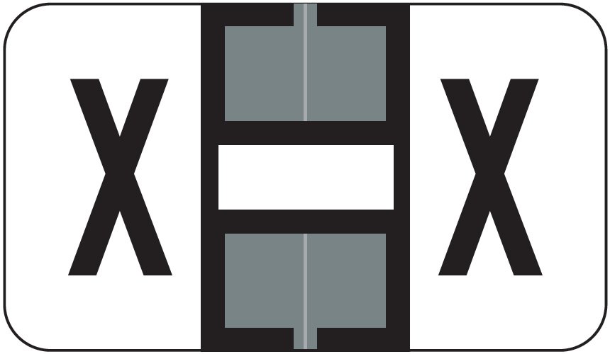 JETER Alphabetic Labels - 0200 Series (Rolls) - X - Gray