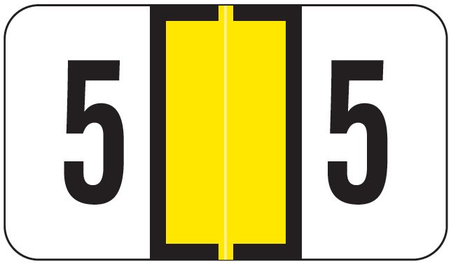 JETER Numeric Label - 0300 Series (Rolls) - 5 - Yellow