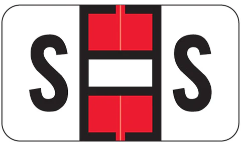 JETER Alphabetic Labels - 5800 Series (Sheets for Binder; 240 Labels Total) S- Red