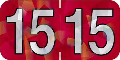 Holographic Yearband Label (Rolls) 500 - 2015 - Red - HRYM Series - Polylaminated