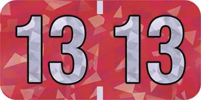 Holographic Yearband Label (Rolls) 500 - 2013 - Red - Polylaminated