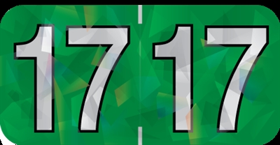 Holographic Yearband Label (Rolls) 500 - 2017 - Green - HGYM Series - Polylaminated