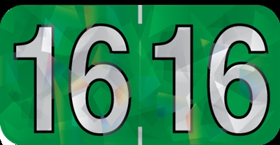 Holographic Yearband Label - Year "2016" - Green - HGYM Series - Polylaminated - 500/Roll