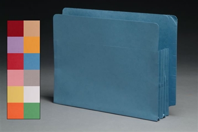 COLORED End Tab File Pockets with 5-1/4" Expansion - Letter Size -  12 Colors to choose from -100/Carton