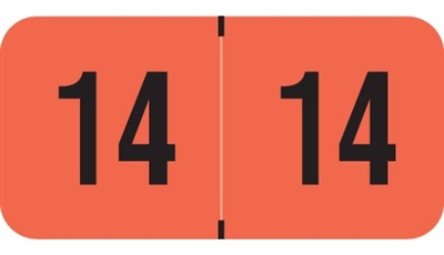 PMA Fluorescent Yearband Label (Rolls) 500 - 2014 - Fl. Red