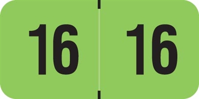 PMA Fluorescent Yearband Label (Rolls of 500) - 2016 - Fl. Green - FGYM Series - Laminated