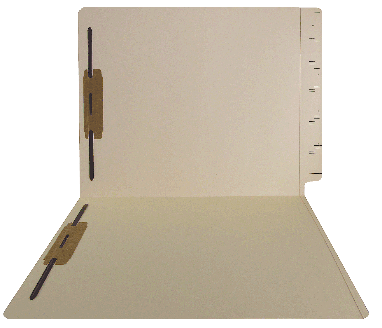 GBS Compatible End Tab Folders With 2 Fasteners -  Letter Size -  11 Pt. Manila - Reinforced Tab - Fasteners in Positions 1 & 3 - 50/Box