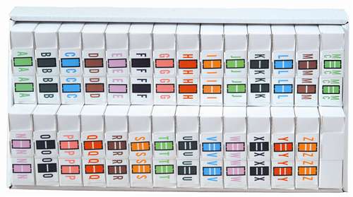 File Doctor Alphabetic Labels - FDAV Series (Rolls) A-Z + Mc Complete Set  with holding tray - 1" H x 1-1/4" W - 500/Roll