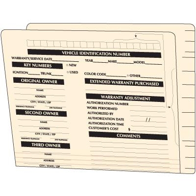 Automobile Service Folders - Printed on front - Overall Size 9-1/2" H x 12-5/8" W - 14 Pt. Manila End Tab Folder  -  100/Box - EXTP14