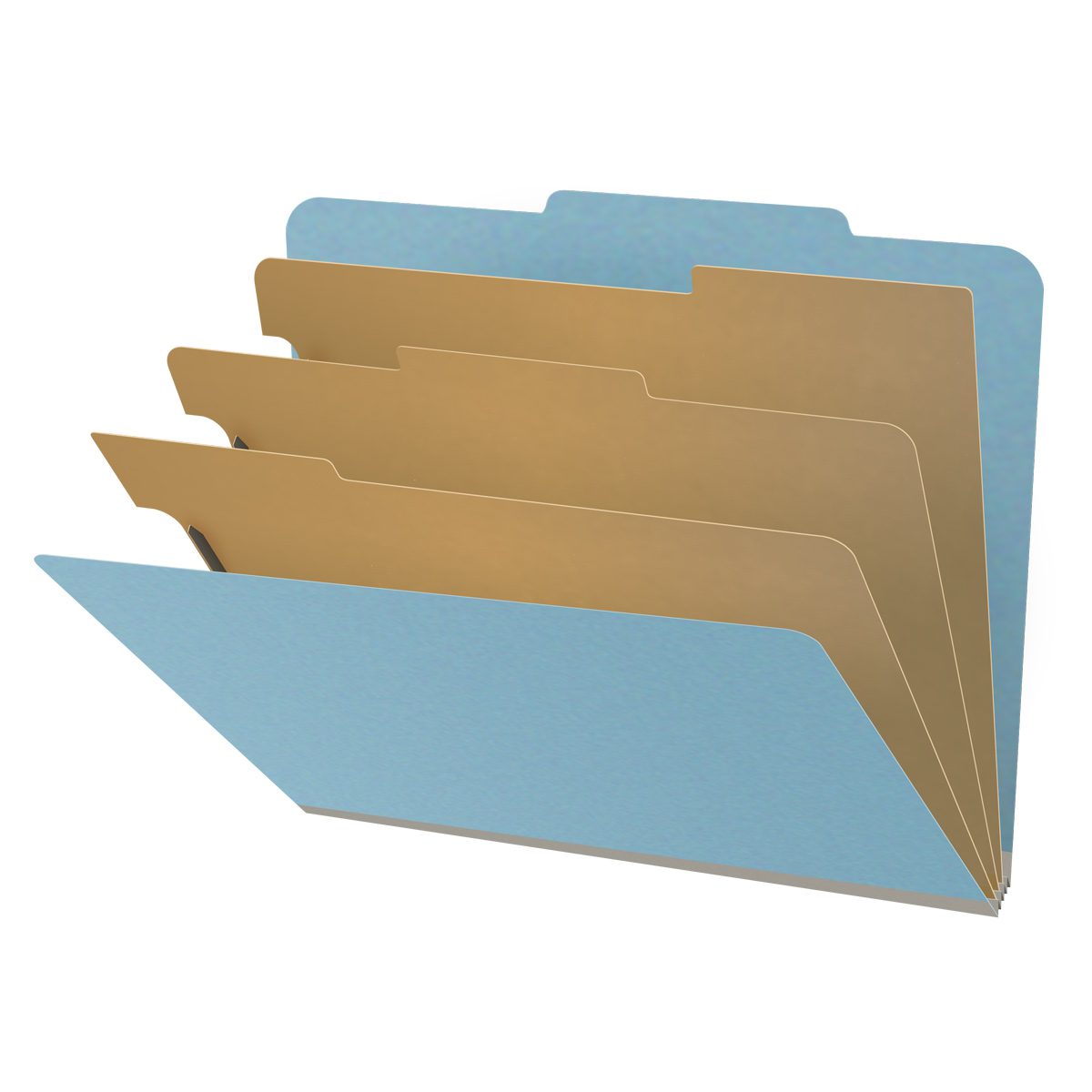 Top Tab Pressboard Folders w/ 3 Kraft dividers - Letter Size - Box of 10 - Color - Blue - Tyvek 3" Expansion
