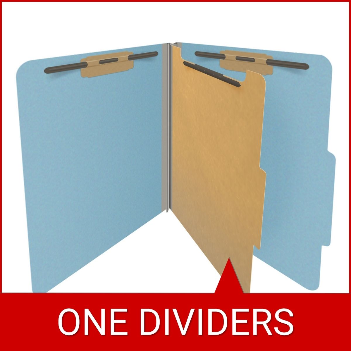 Top Tab Pressboard Folder w/ 1 Kraft divider - Letter Size - Box of 10 - Color = Blue - Tyvek 2 inch Expansion