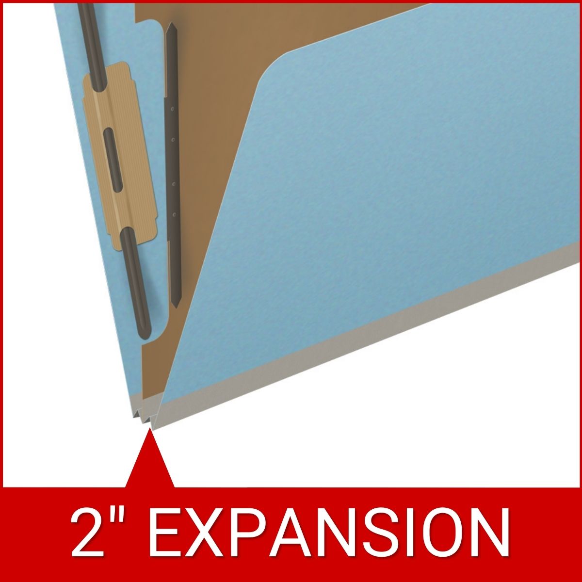 Top Tab Pressboard Folder w/ 1 Kraft divider - Letter Size - Box of 10 - Color = Blue - Tyvek 2 inch Expansion