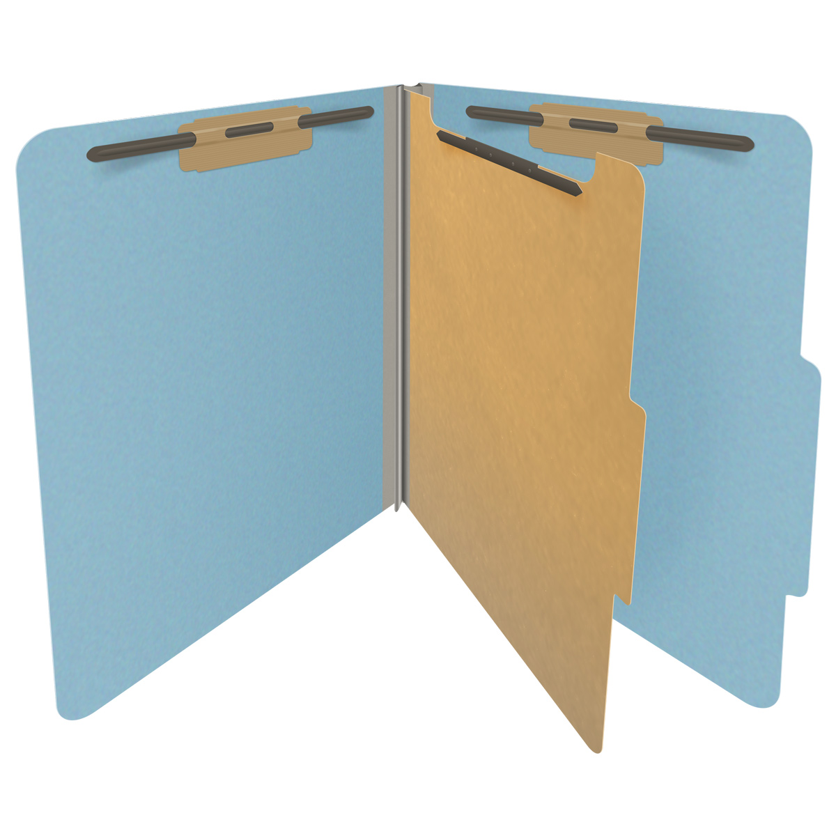 Top Tab Pressboard Folder w/ 1 Kraft divider - Letter Size - Box of 10 - Color = Blue - Tyvek 2 inch Expansion