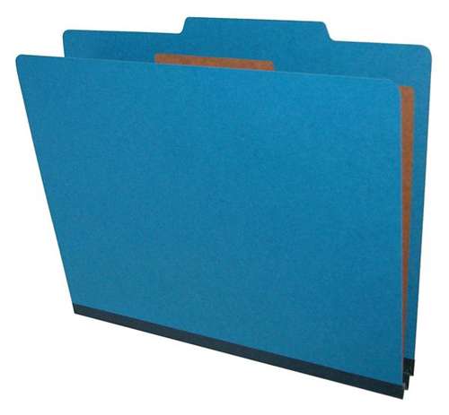 Top Tab Pressboard Folder w/ 1 Kraft divider - Letter Size - Box of 10 - Color - Royal Blue - Tyvek 2 inch Expansion