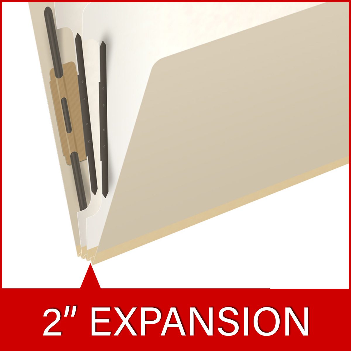 18 PT. Manila End Tab Classification Folders with 2" Dove Gray Expansion - Fasteners on inside front and back -Letter Size - 2 dividers with duo fasteners - Box of 10