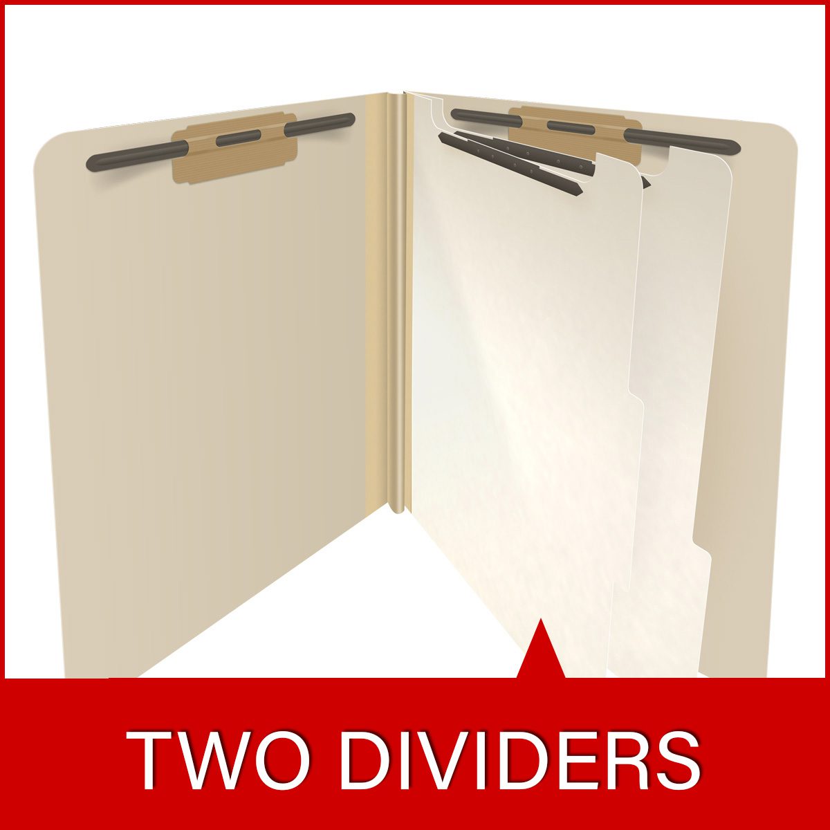 18 PT. Manila End Tab Classification Folders with 2" Dove Gray Expansion - Fasteners on inside front and back -Letter Size - 2 dividers with duo fasteners - Box of 10