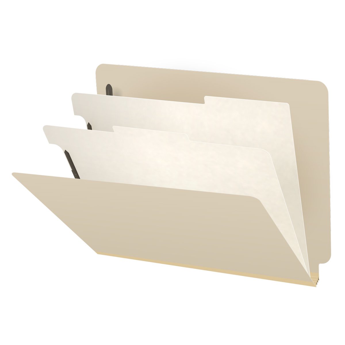 18 PT. Manila End Tab Classification Folders with 2" Expansion - Letter Size - 2 dividers with duo fasteners - Box of 10