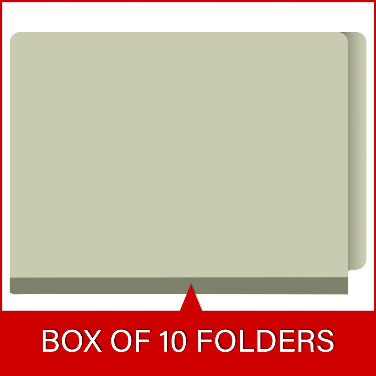 End Tab Pressboard Folders w/ 2 Kraft dividers - Letter Size - Box of 10 - Green
