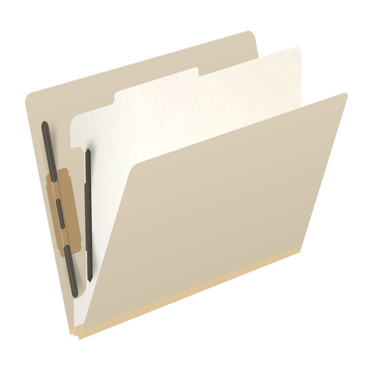 18 Pt. Manila End Tab Classification Folder - 1 divider with duo fasteners - 2" Gray Tyvek Expansion - Letter Size - Fasteners in Position 1 & 3 - 10/Box