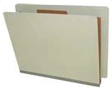 End Tab Pressboard Folder w/ 1 Kraft divider - Letter Size - Box of 10 - Green