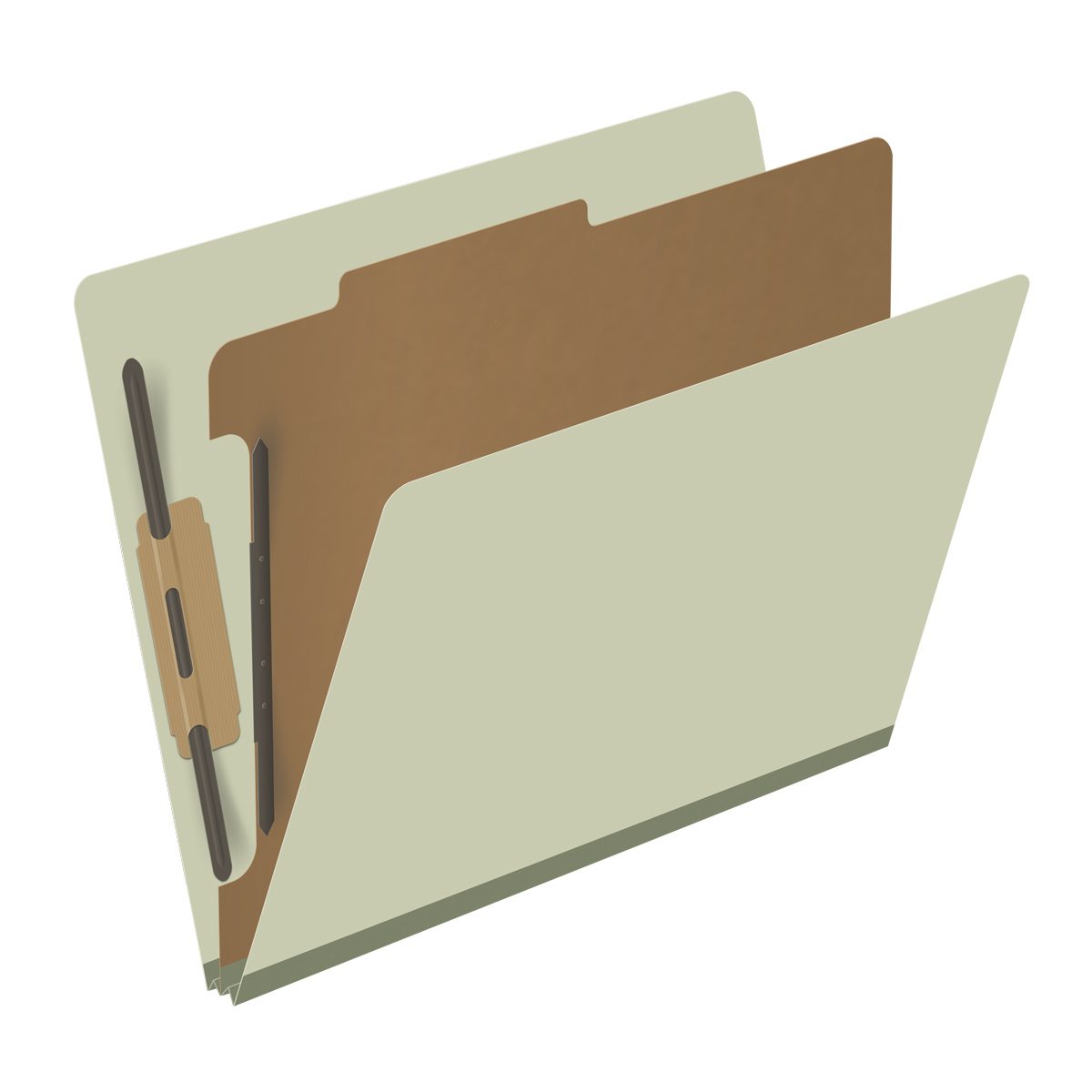 GREEN Classification Folder One Divider - End Tab - Letter Size - 2" Pearl Green Tyvek Expansion - Fasteners in Positions 1 & 3 and 1" Duo Fastener on Divider - 25Pt. Type III Pressboard -Box of 10
