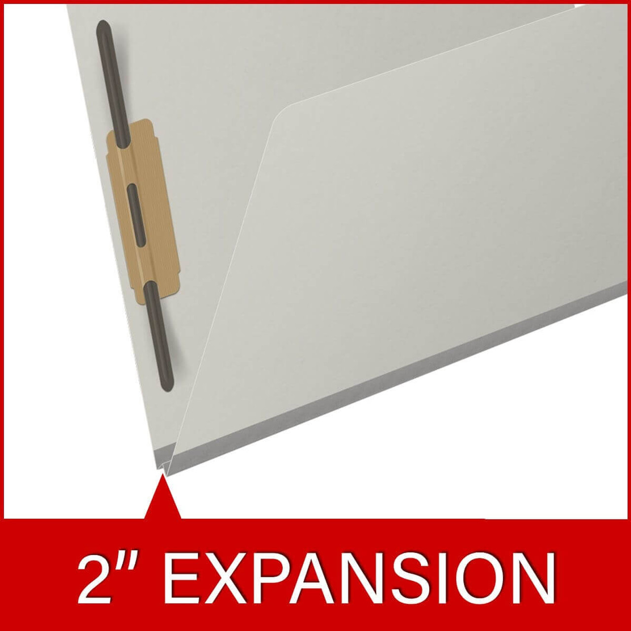 End Tab Type III Pressboard Folder - Tyvek 2" Expansion - 0 Dividers - Letter Size - Grey - 25/Box
