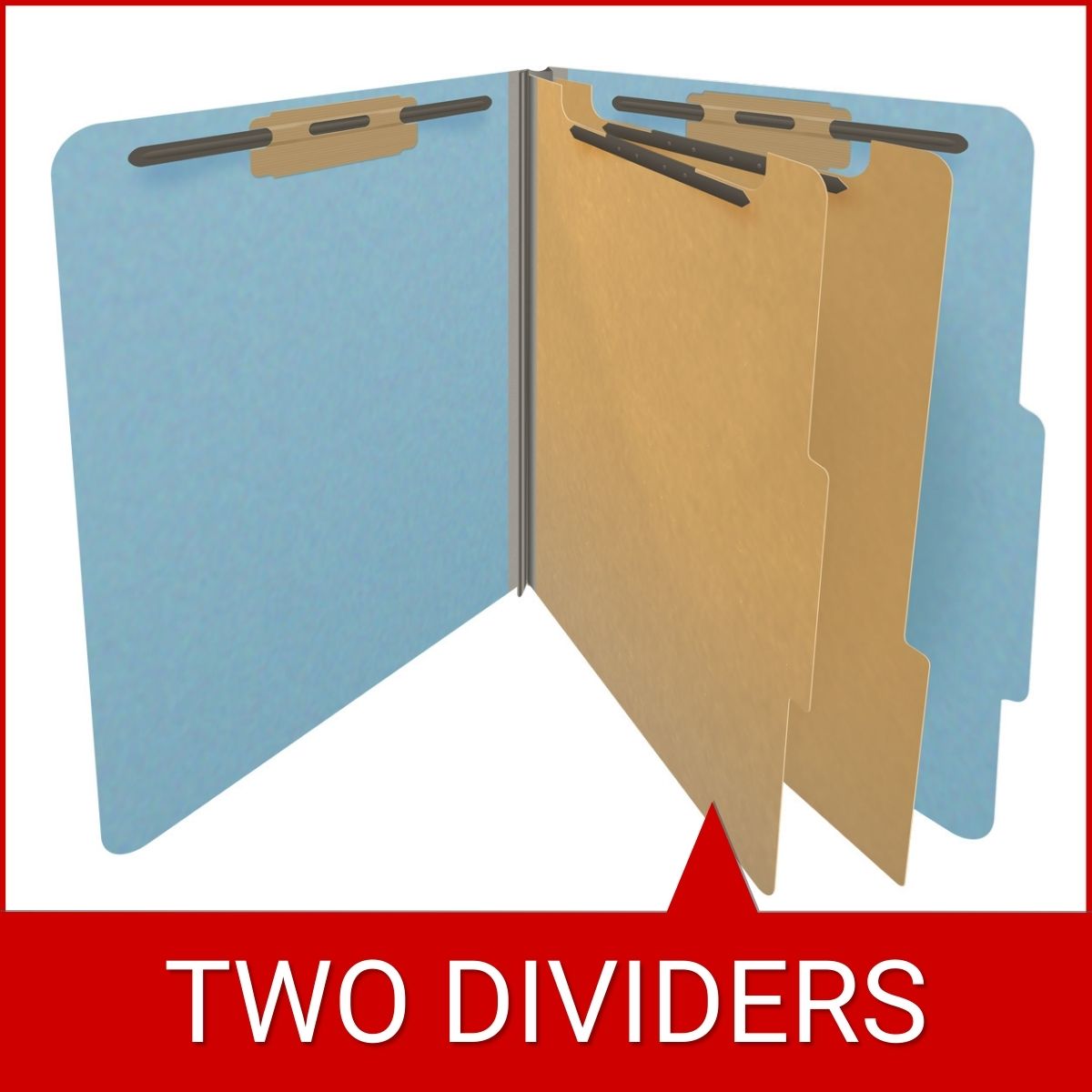 Top Tab Pressboard Folder w/ 2 Kraft dividers - Letter Size - Box of 10 - Color = Blue - Tyvek 2 inch Expansion