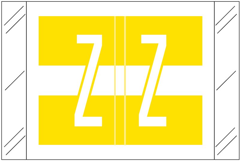 Tabbies Alphabetic Labels - 12030 Series (Rolls) Z- Yellow