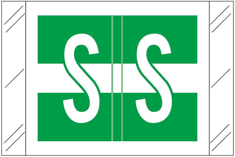 Tabbies Alphabetic Labels - 12030 Series (Rolls) S- Dk. Green