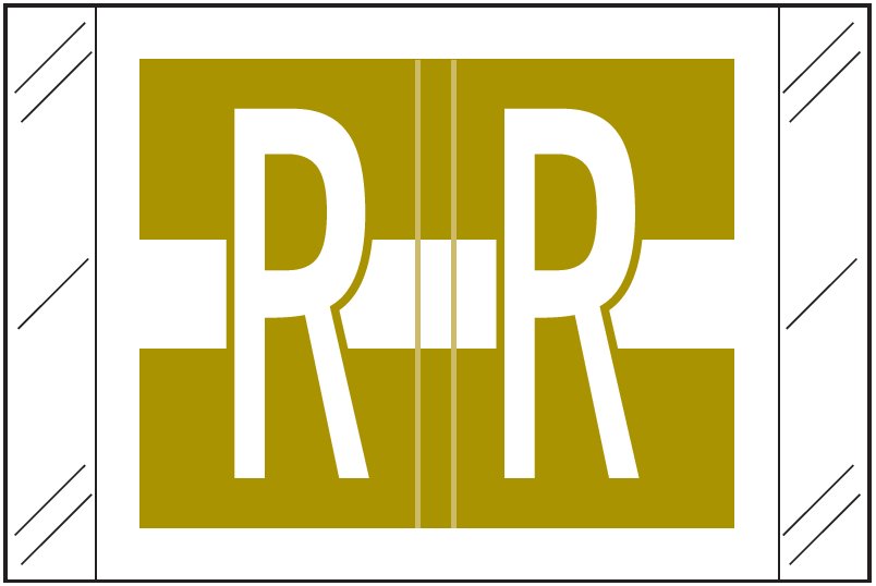 Tabbies Alphabetic Labels - 12030 Series (Rolls) R- Gold