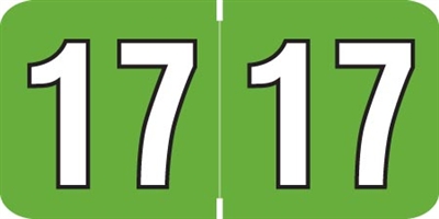 Colwell Yearband Label (Rolls of 500) - 2017 - Green - COYM Series - Laminated