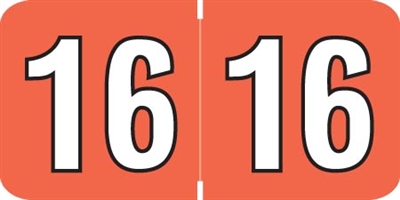 Colwell Yearband Label (Rolls of 500) - 2016 - Orange - COYM Series - Laminated