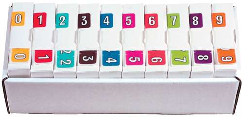 Colwell Jewel Numeric Label - CONM Series (Rolls) - 0-9 Set with tray