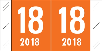 Col'R'Tab Yearband Label (Rolls of 1000) - 2018 - Orange - CLYM Series - Laminated