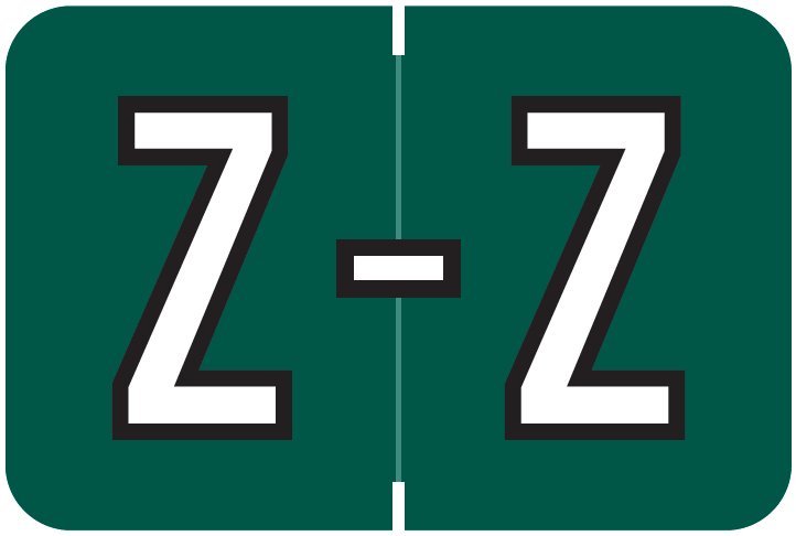 Barkley Systems Alphabetic Labels - FABEM Series (Rolls) Z- Dk. Green